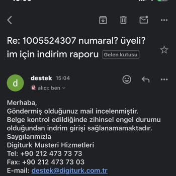 Digiturk Engelli İndirimi Hakkında Verilen Cevap