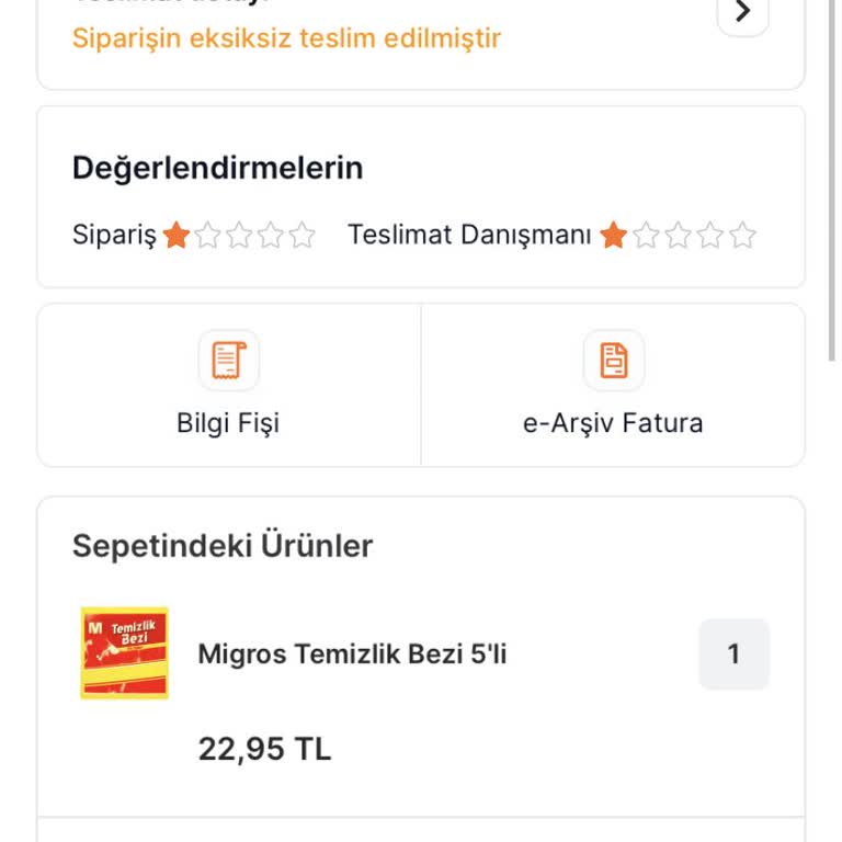 Migros Sanal Market Turgutreis Ürün Teslim Etmeden Teslim Düştü