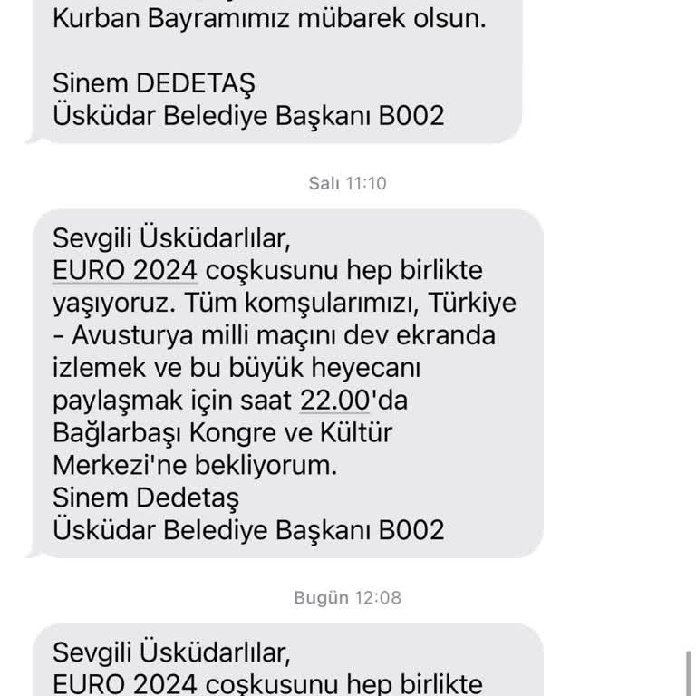 Üsküdar Belediyesi İzinsiz SMS Yolluyor