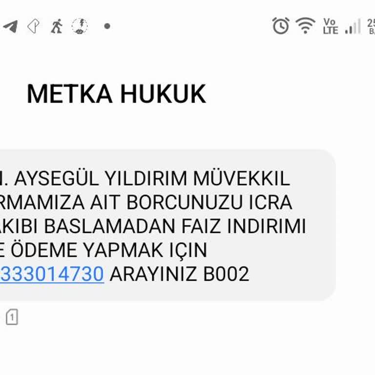 Metka Hukuk (SMS) Metka Hukuktan Gelen Mesaj