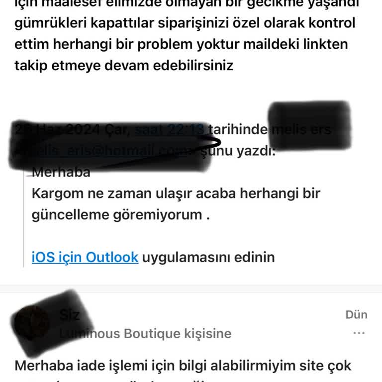 Luminous Boutique İade İçin Bilgi Yok