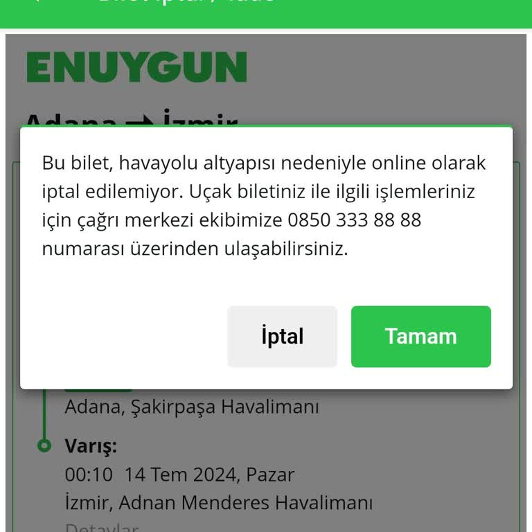 Enuygun Uçak Bileti İptal Sorunu