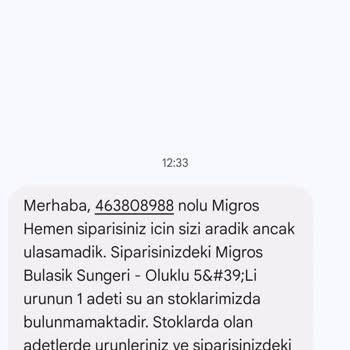 Migros Hemen Ürün İptali