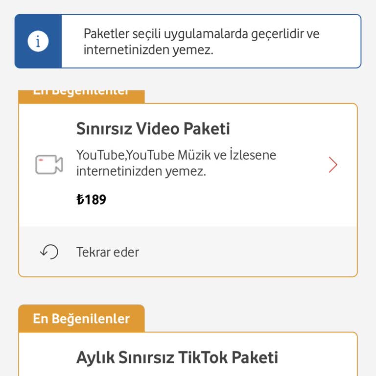 Vodafone FreeZone Günlük Sınırsız İnternet Görünmüyor.