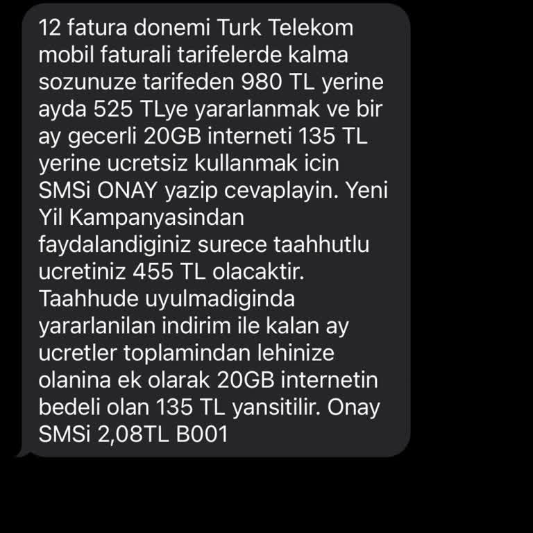 Türk Telekom Yeni Müşteriye 315TL Diye Sattığı Tarifenin 455 TL Olması