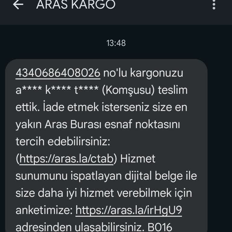 Aras Kargo Kargom Bana Haber Verilmeden Komşuya (? ) Bırakıldı