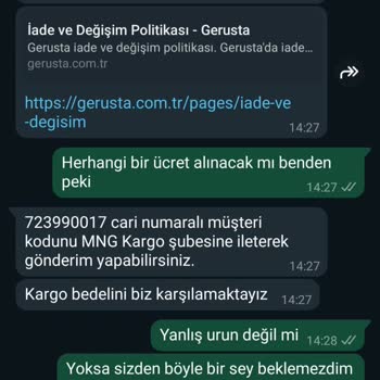 Gerusta Yanlış Ürün Gönderip 1 Aydan Fazla Süredir Oyalıyor
