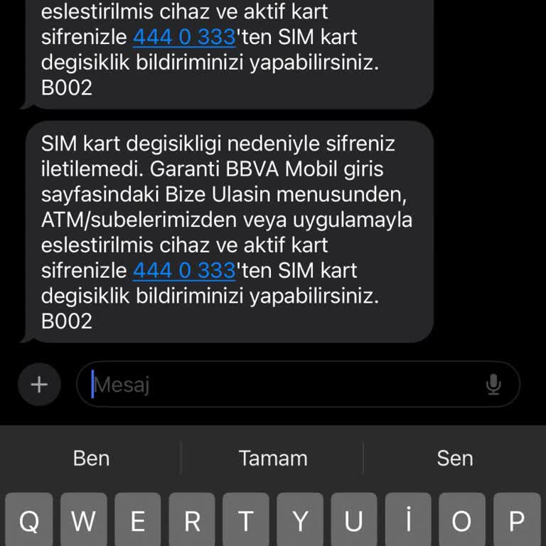 Garanti BBVA E Simden Normal Sime Geri Döndüm Hiçbir Şekilde SMS Alamıyorum!