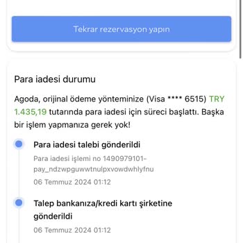 Agoda Ücret İadesi Yapılmadı