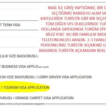 VFS Global Başvuru Sayfasındaki Vize Kategorileri Anlaşılmazlığı