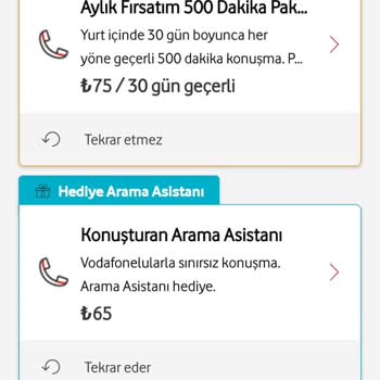 Vodafone Tarifenizdeki Kullanım Hakkı Bitince Çok Yüksek Fiyatlarda Ek Paket