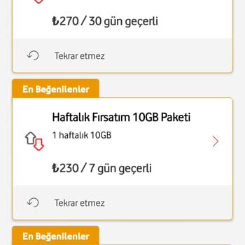 Vodafone Tarifenizdeki Kullanım Hakkı Bitince Çok Yüksek Fiyatlarda Ek Paket