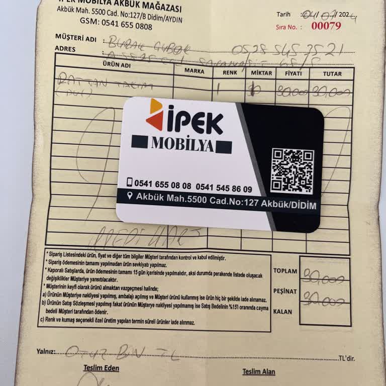 İpek Mobilya 0 Ürün Yetine Teşhir Ürün Gönderildi.