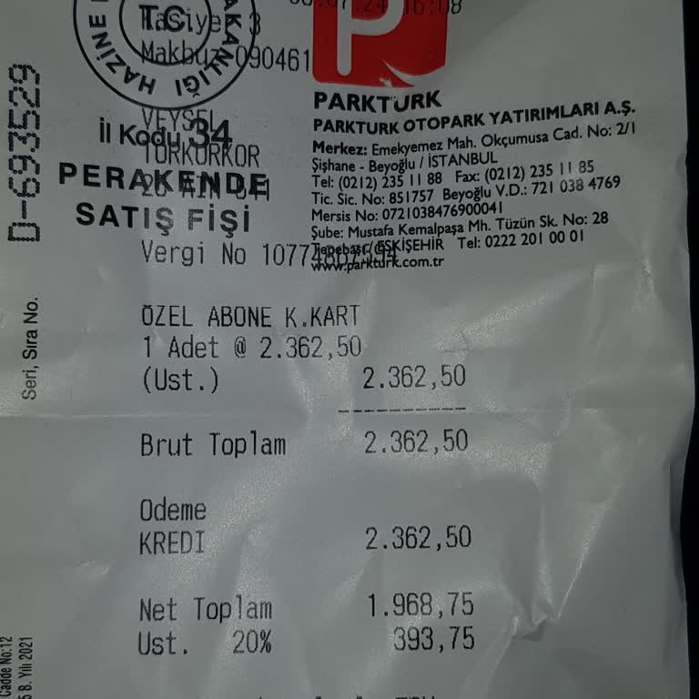 Parktürk Park Türk Eskişehir Şubesi Ücret Politikaları