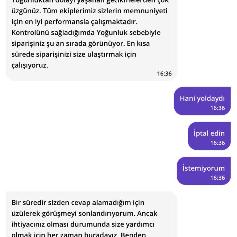 Getir Çürük Ürün Ve Gecikme