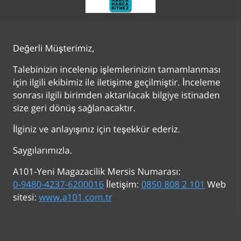 A101 Ürünüm Hala Gelmedi