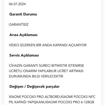 Genpa Poco X3 Pro Fahiş Tamir Fiyatı