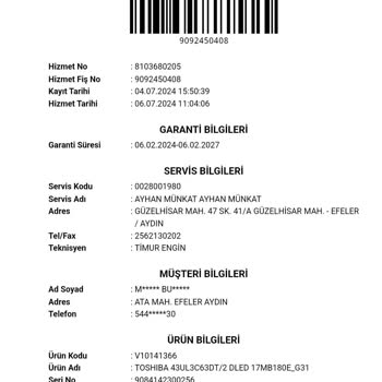 Toshiba TV Vestel Servisi Haksiz Yere Fazladan Ücret Talep Etti