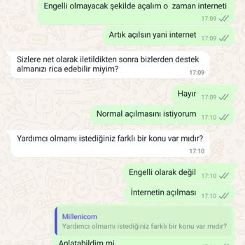 Millenicom İnternet Bağlantısı 3 Haftadır Açmadı. Mağdur Etti.