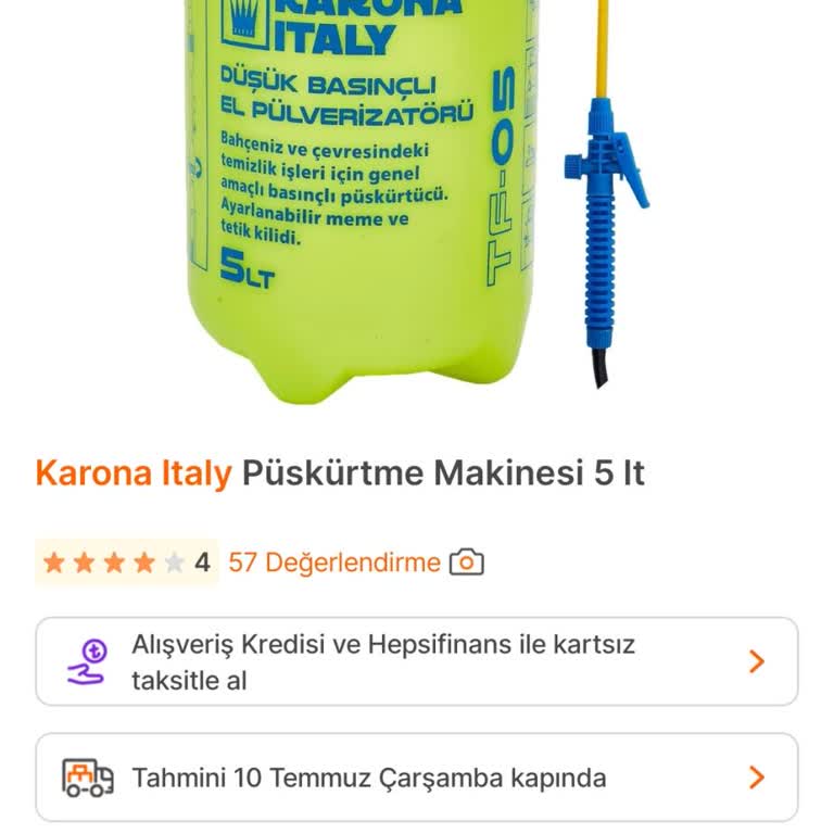 Karona İtaly Devali Ticaret'ten Aldığım İlaçlama Pompası Sorunu Ve Servis Problemi