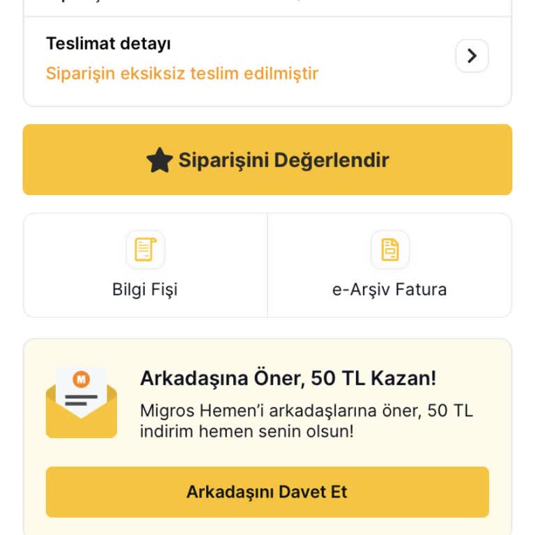 Migros Hemen Teslim Edememe