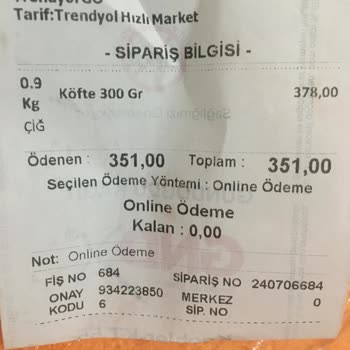 Köfteci Yusuf Eksik Ürün Gönderimi