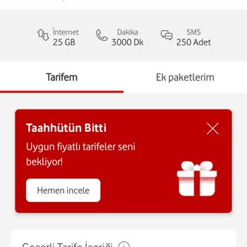 Vodafone Tarafından Habersiz Tarife Değişikliği