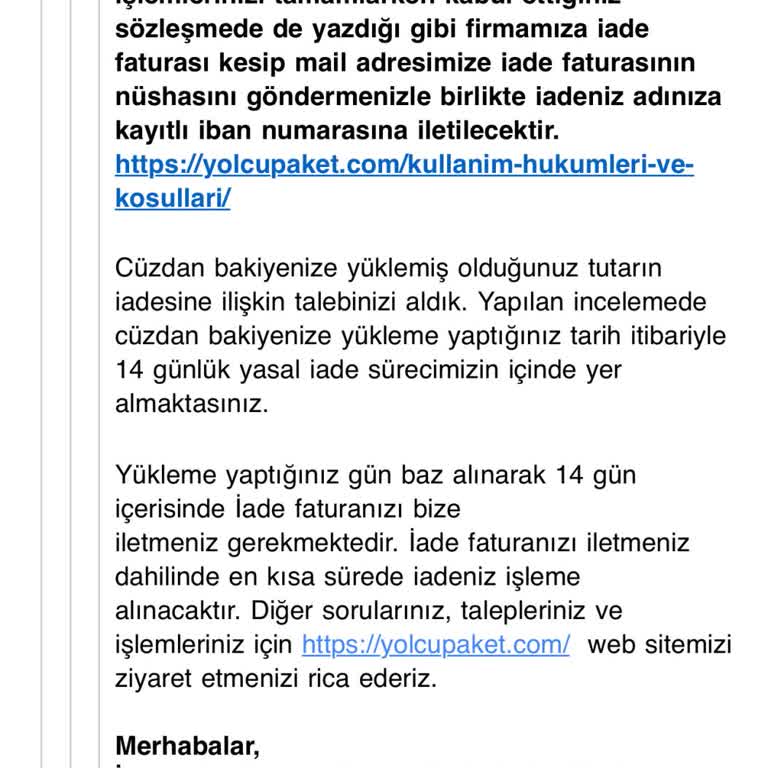 Yolcu Paket (yolcupaket.com) Yolcu Paket Uygulamasında Yaşanan İade Sorunları