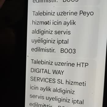 Vodafone Bilgim Dahili Dışında Yapılan Bir İşlem