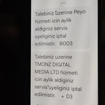 Vodafone Bilgim Dahili Dışında Yapılan Bir İşlem