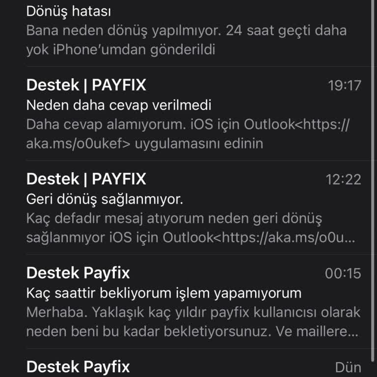 PayFix Mailime Dönüş Yapılmıyor