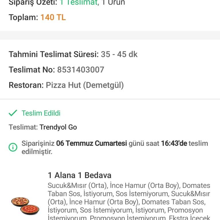 Pizza Hut Pizzadaki Anason Benzeri Koku