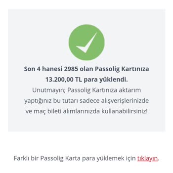 Passolig Para Hesabıma Geçmedi