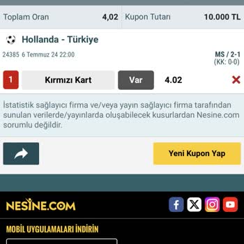 Nesine.com Da Tutan Kuponum Kaybetti Olarak Gözüküyor