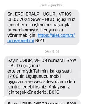 Ajet Rötar Ve Check-in Şikayeti