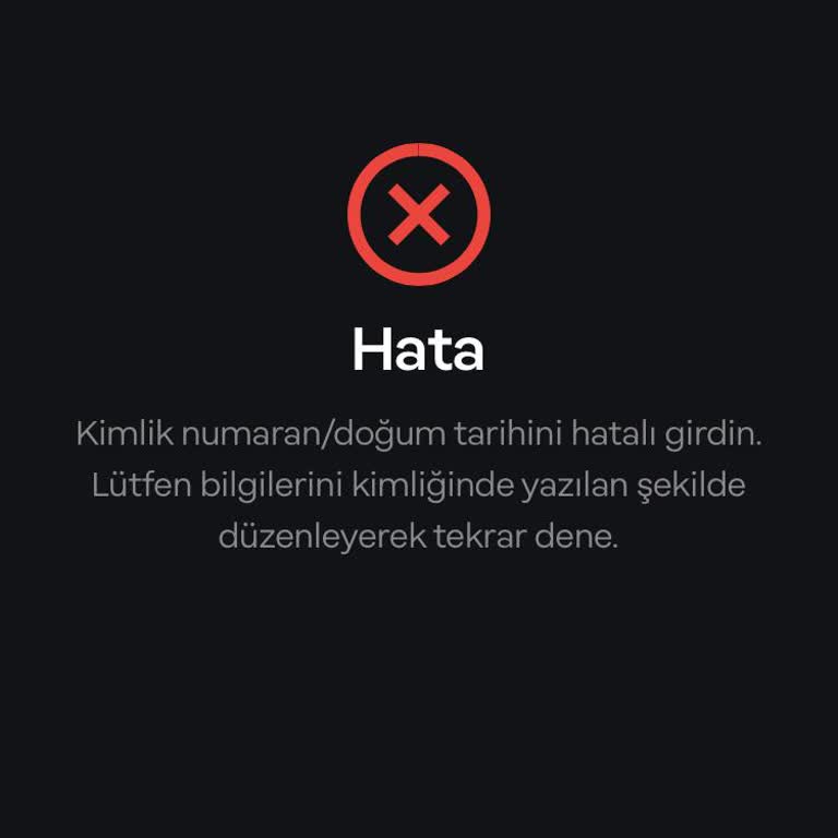 Papara Kimlik Bilgisi Hatası!