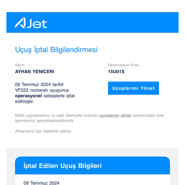 Ajet Mağdur Etti! Uçuşa 1Gün Kala Uçuş İptal Oldu Yurt Dışında Kaldım!
