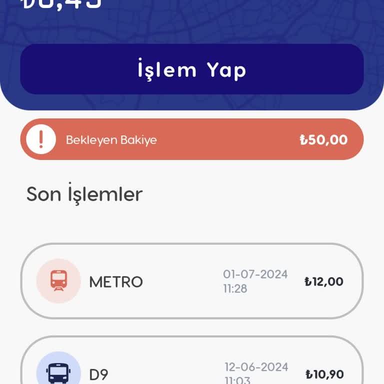 BURULAŞ Bursa Kart Bekleyen Bakiye