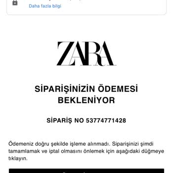 Zara Hesabımdan Para Çekti Ama Ürünü İptal Etti
