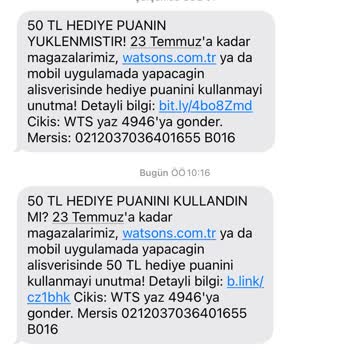 Watsons SMS İle Gelen İndirim Hakkında