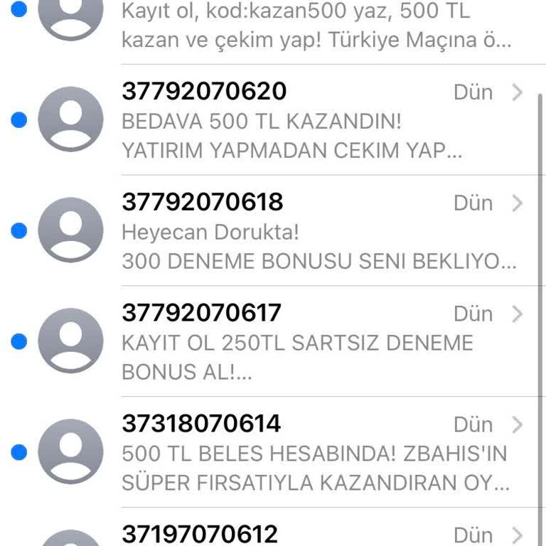 Vodafone 370 Li Numaralardan Gelen Mesajlar