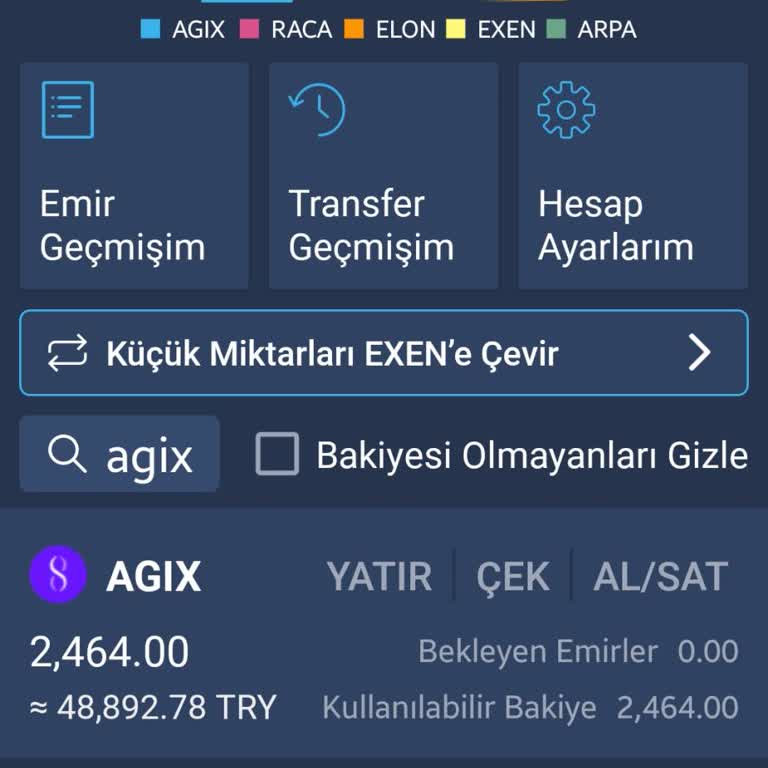 Bitexen Agix Coin Dönüşüm