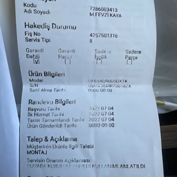 Samsung AU9000 65 TV Ekran Kararması