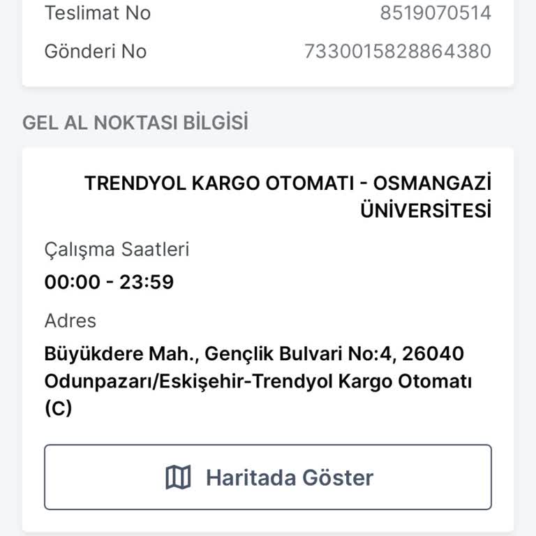 Trendyol Express Eskişehir Liya Şubesi Kargomu Hemen Getir