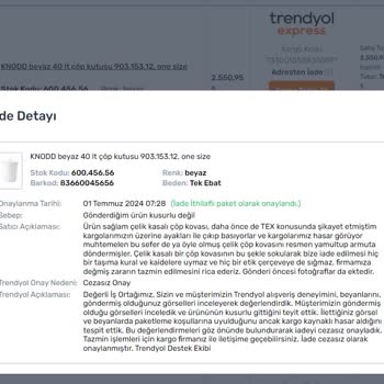 Trendyol Express Hasarlı Dönen İadelerin Tazmin Parasını Ödemiyor.