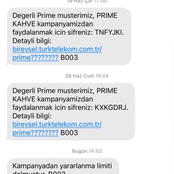 Espresso Lab/Türk Telekom Prime Kahve Hakkımı Vermiyor.