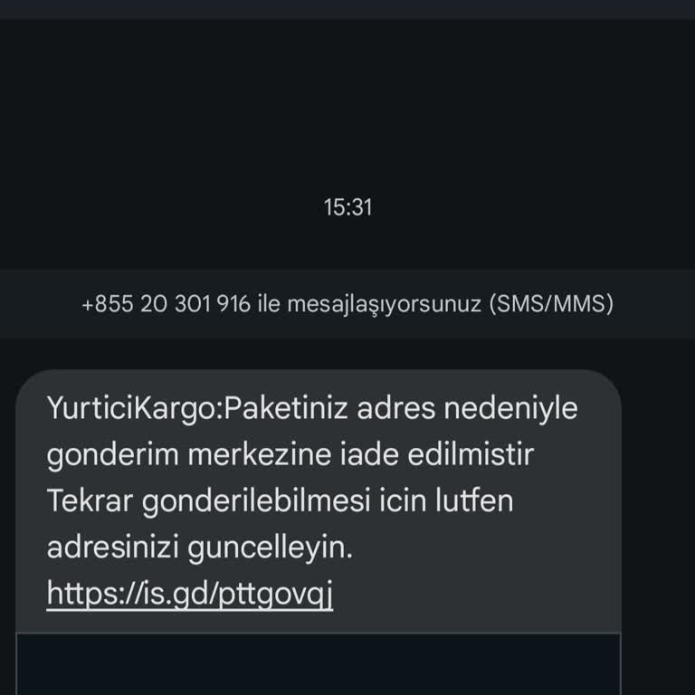 Kargodan +855 Numaralı Mesaj Aldım