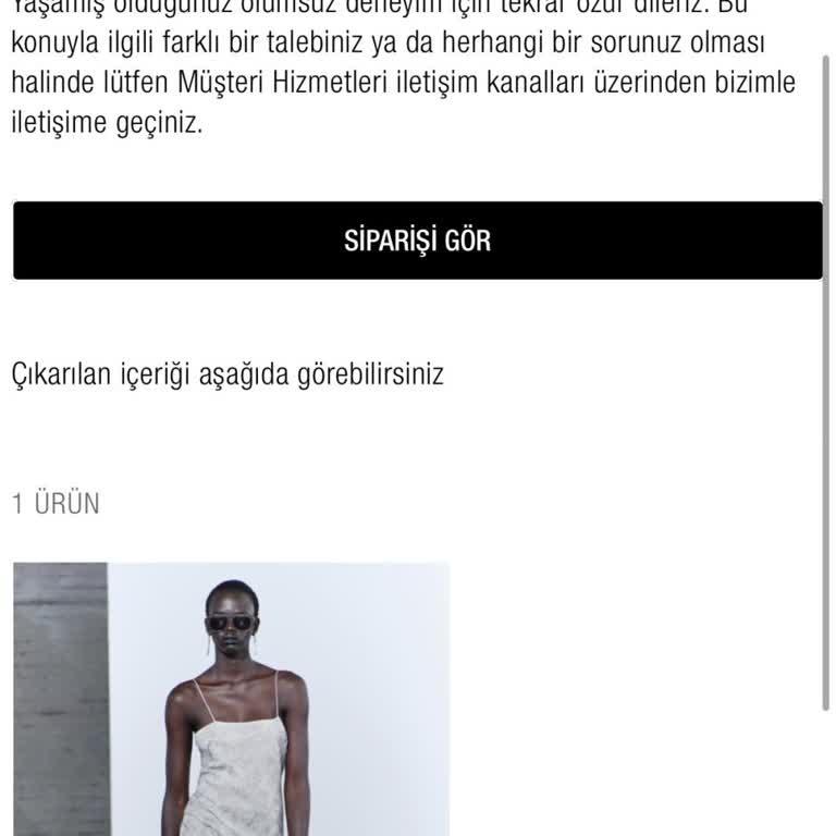 Zara Stok Nedeniyle Sipariş İptali
