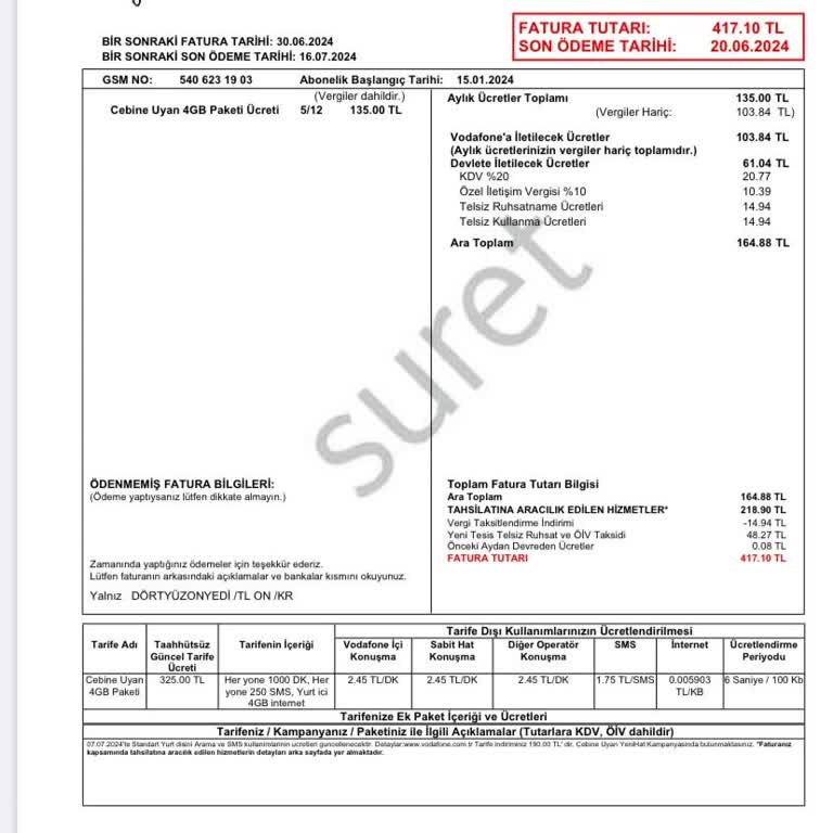 Vodafone Tarafından Haksız Yere Mobil Ödeme Ücreti Alınması