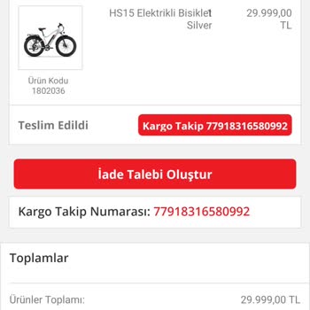 BİM'den Alınan RKS Hs 15 Elektrikli Bisiklet